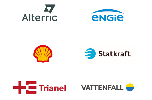 Logos von Alterric, engie, Shell, Statkraft, Trianel und Vattenfall