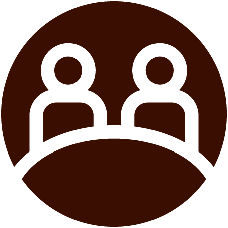 Icon Menschen zusammen an einem Tisch
