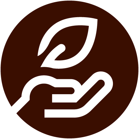 Icon von Hand mit Blatt