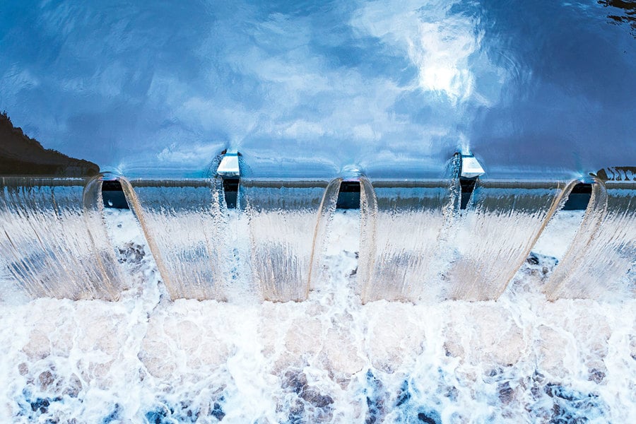 Flowing water