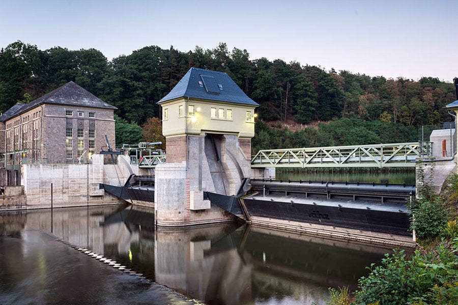 The Werrawerk hydropower plant by night