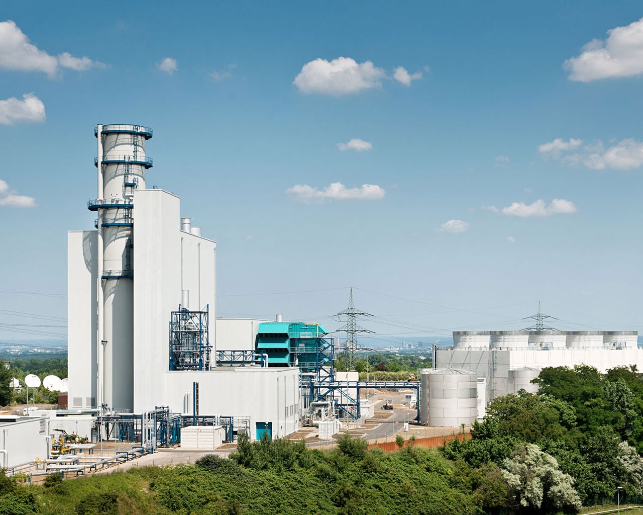 Blick auf das Gas- und Dampfkraftwerk von Statkraft im Chemiepark Knapsack