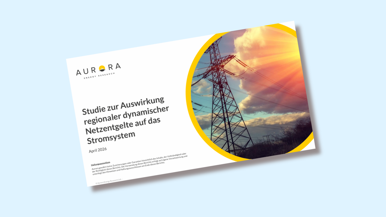 Cover der Aurora Studie zur Auswirkung regionaler dynamischer Netzentgelte auf das Stromsystem