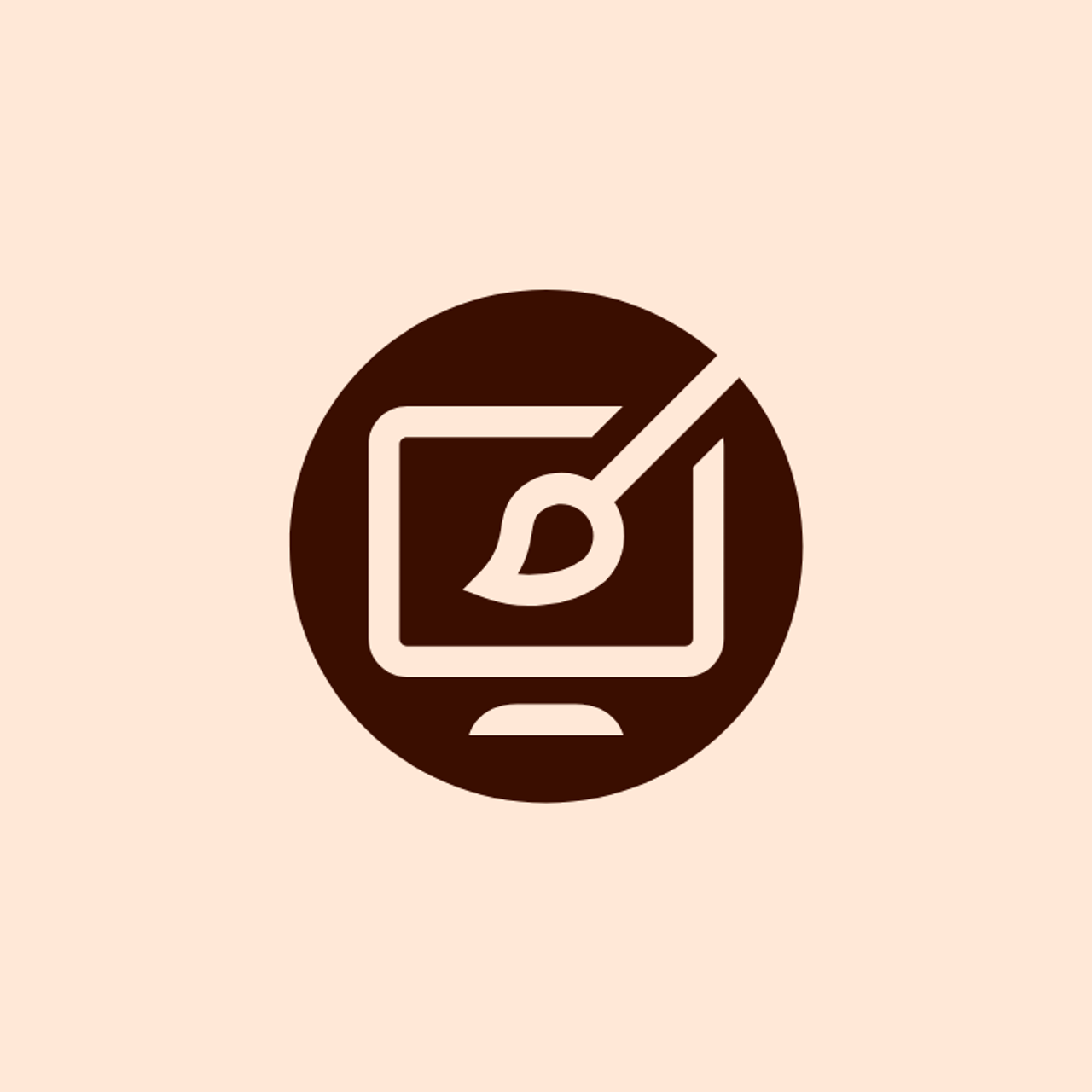 Ein Icon con einem Computer mit einem Pinsel