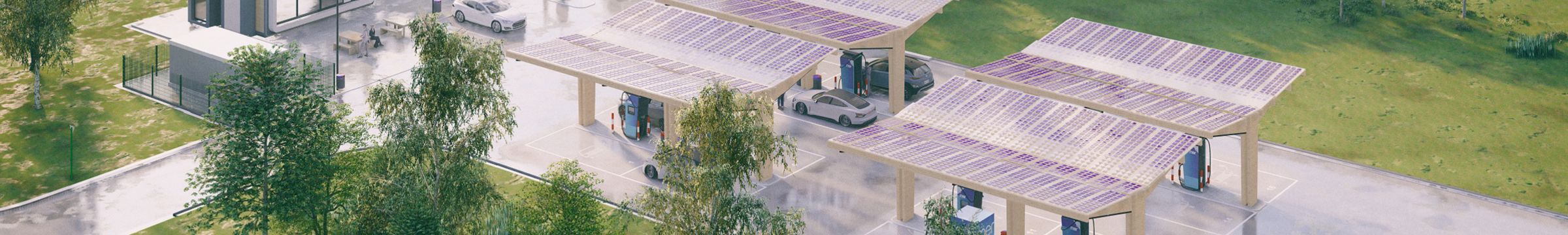 Visualisierung eines künftiges Mer Standortes zum Laden von Elekto-Autos.