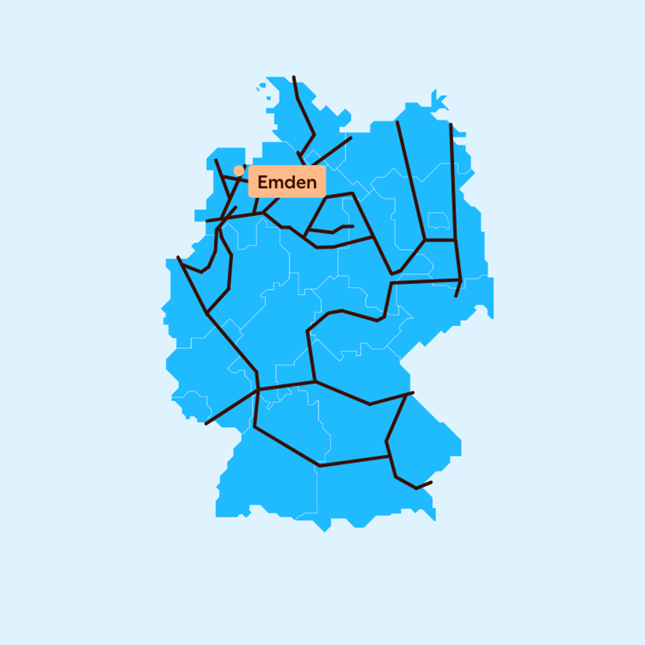 Skizze des möglichen Wasserstoffkernnetzes