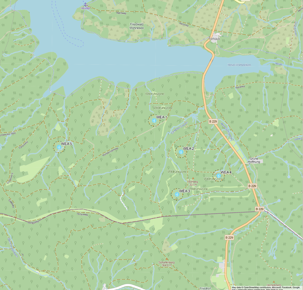 Lageplan Windpark Möhnesee