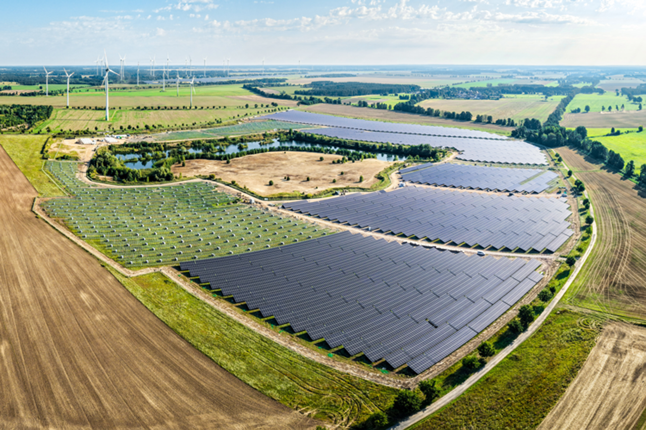 Solaranlagen und Schwane