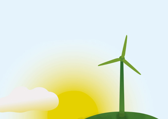 Grafik mit Sonne und WIndrad