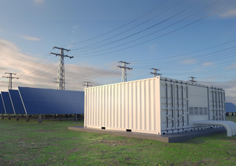 Solaranlage und Batteriecontainer